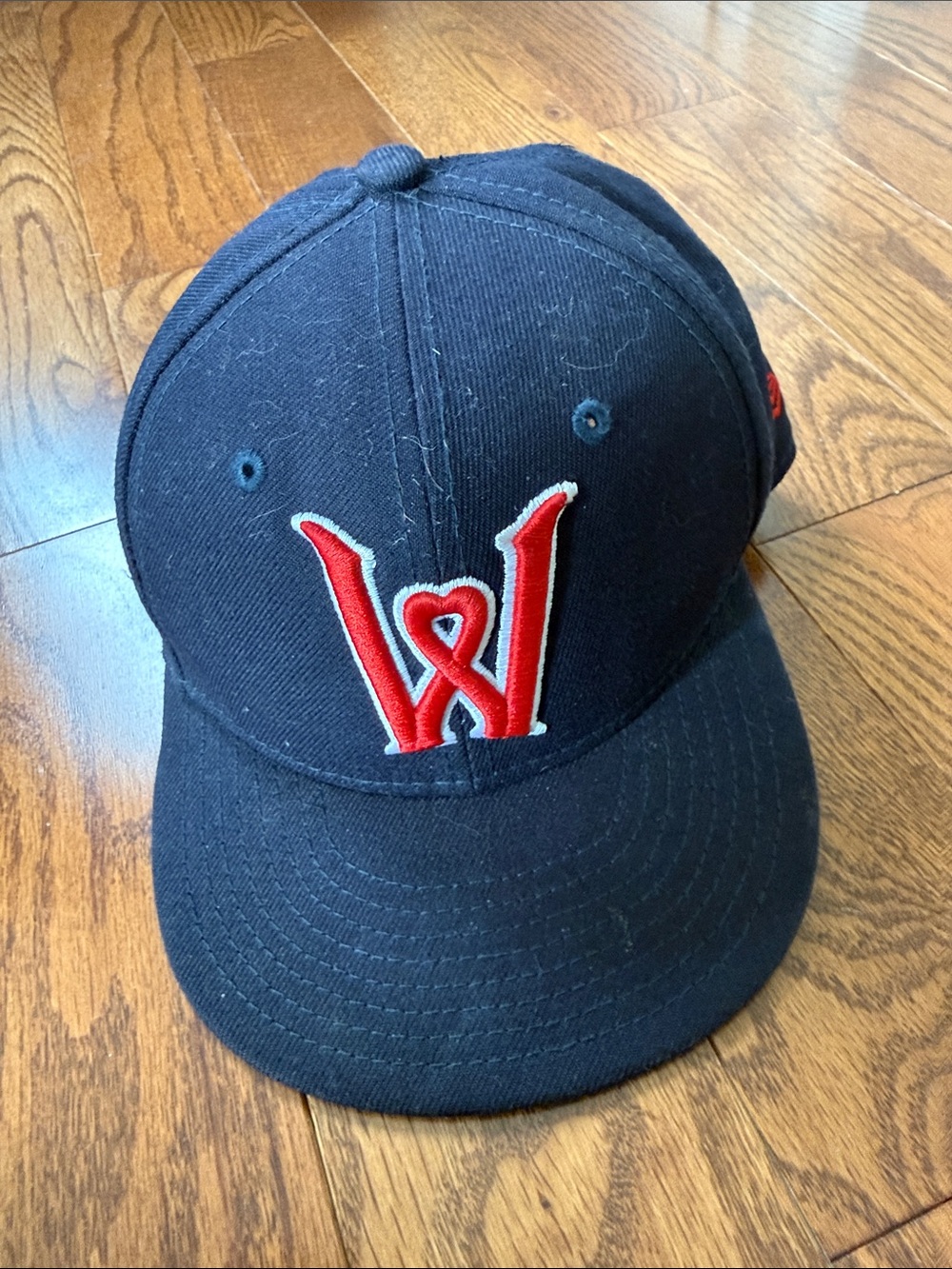 WooSox New Era Kids Navy Blue Hat with Red W Logo